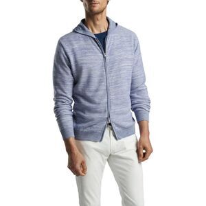 PETER MILLAR Sweatshirt Mens Small Blue Zip Up Hooded Wool Silk RAVELLO $495